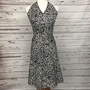 Ann Taylor Black & White Paisley Halter Size 8